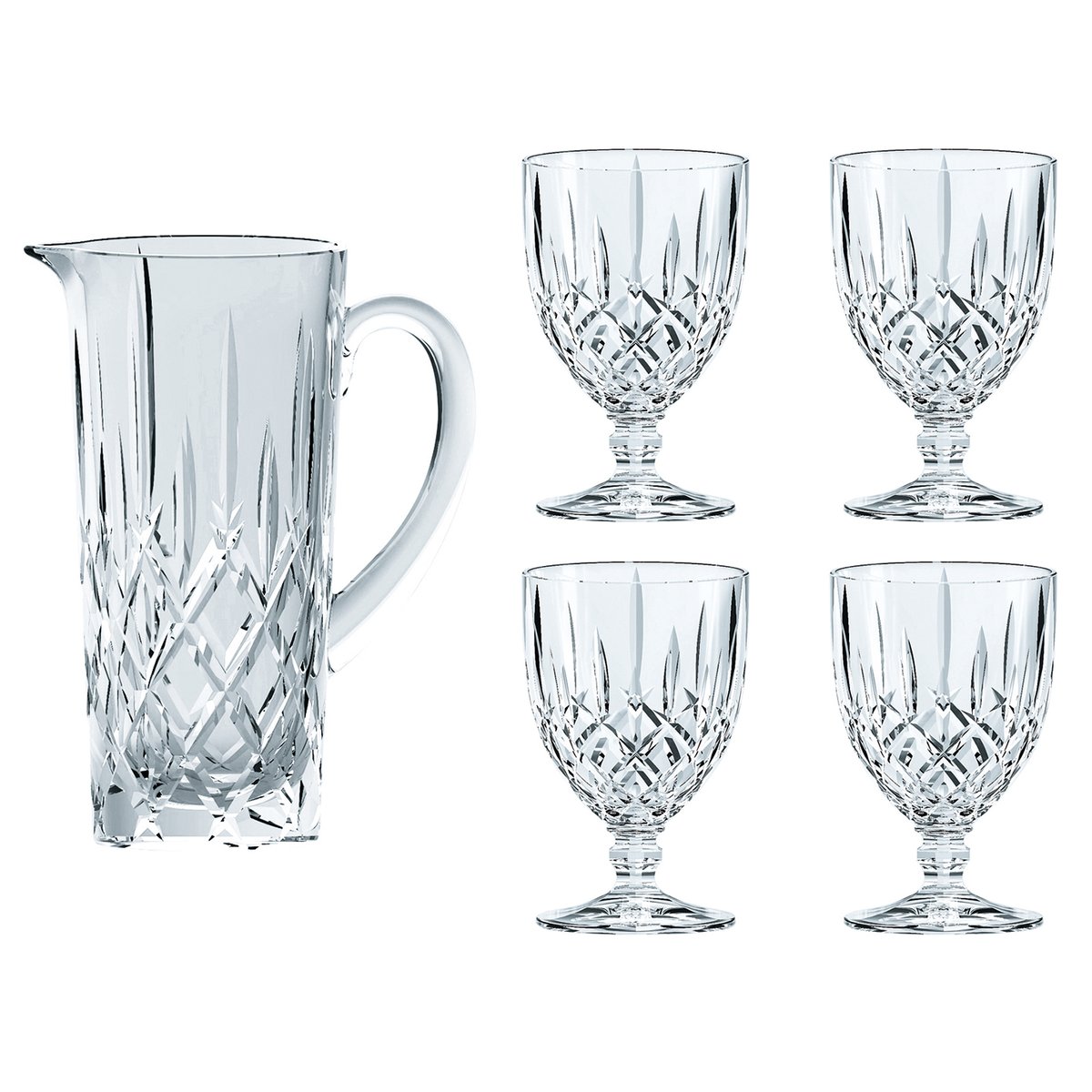 Nachtmann Noblesse sett kanne og 4 stk. glass Klar | Skandinavisk Design | Vannkarafler & Vannmugger | Gjennomsiktig
