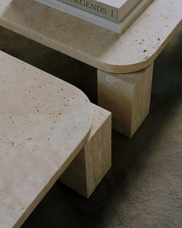 Atlas sofabord 82x82 cm - Unfilled Travertine - New Works