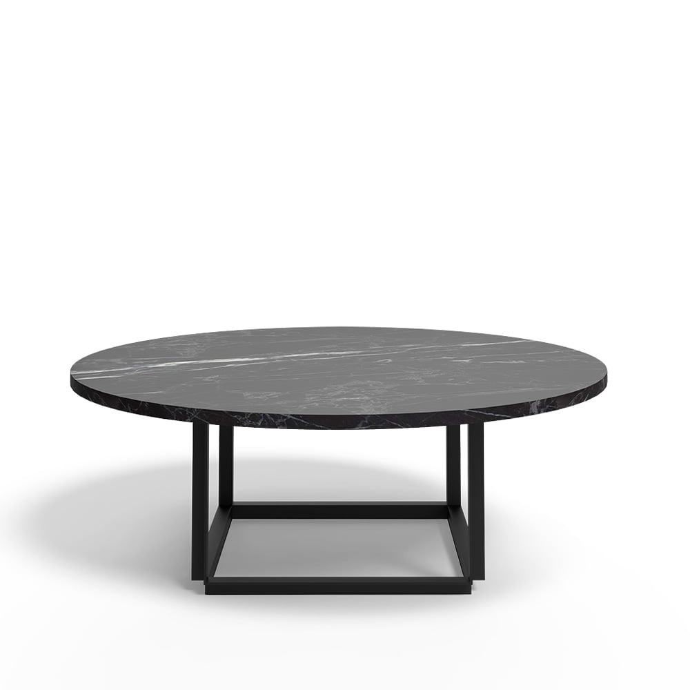 Bilde av New Works Florence salo Black marquina marble Ø 90 cm sort stativ