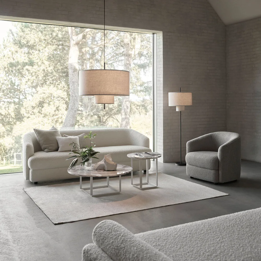 Florence sidebord, Gris du marais marble, Ø 50 cm, sort stativ New Works