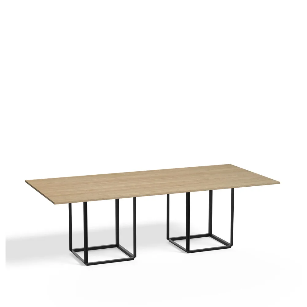Florence spisebord rektangulært, Natural oak, sort stativ New Works