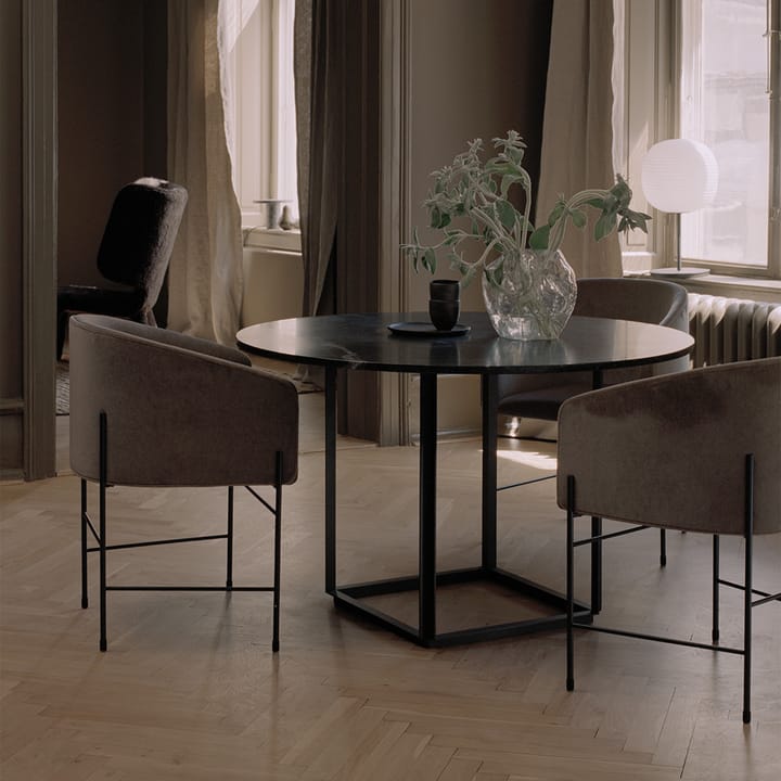 Florence spisebord rundt, Black marquina marble, Ø 120 cm, sort stativ New Works