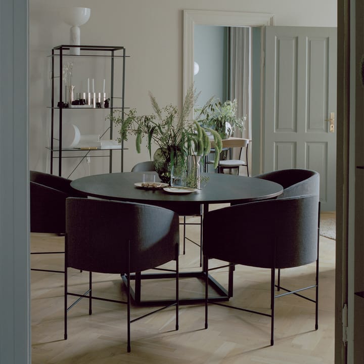 Florence spisebord rundt, Black marquina marble, Ø 120 cm, sort stativ New Works