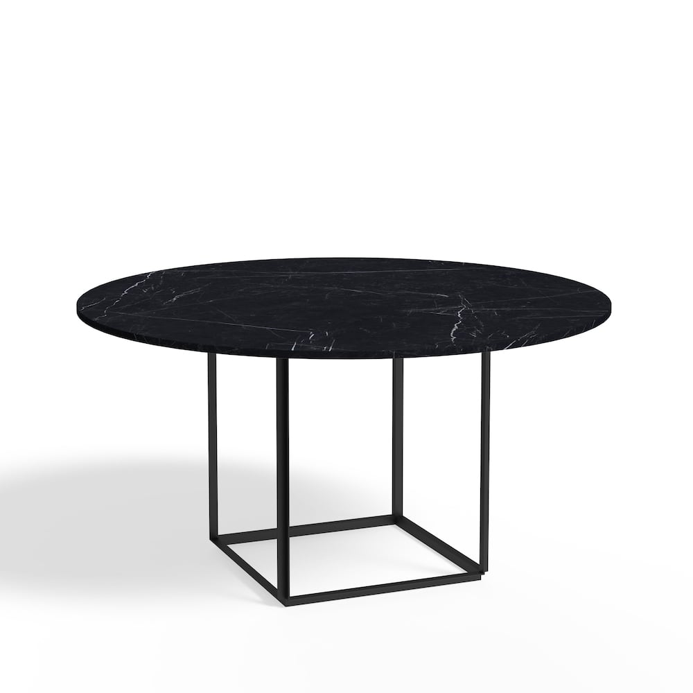 Bilde av New Works Florence spisebord rundt Black marquina marble Ø 145 cm sort stativ