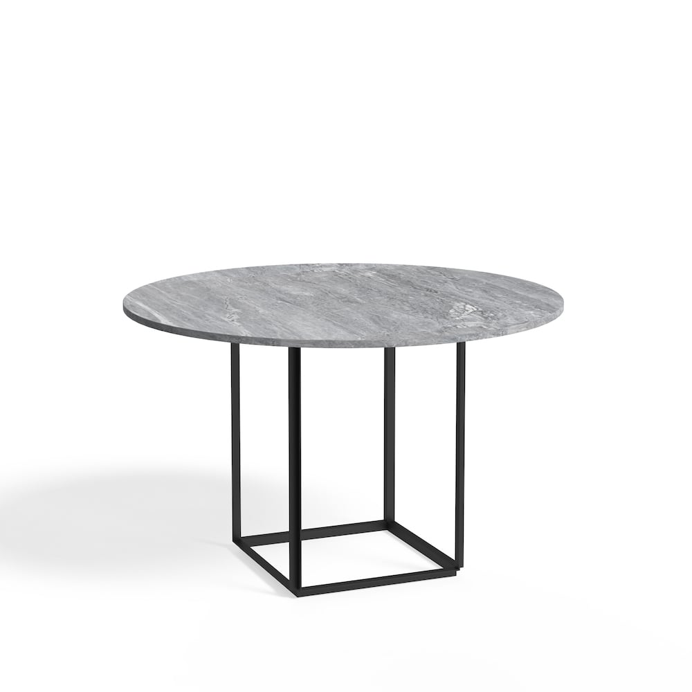 Bilde av New Works Florence spisebord rundt Grey ruivina marble Ø 120 cm sort stativ