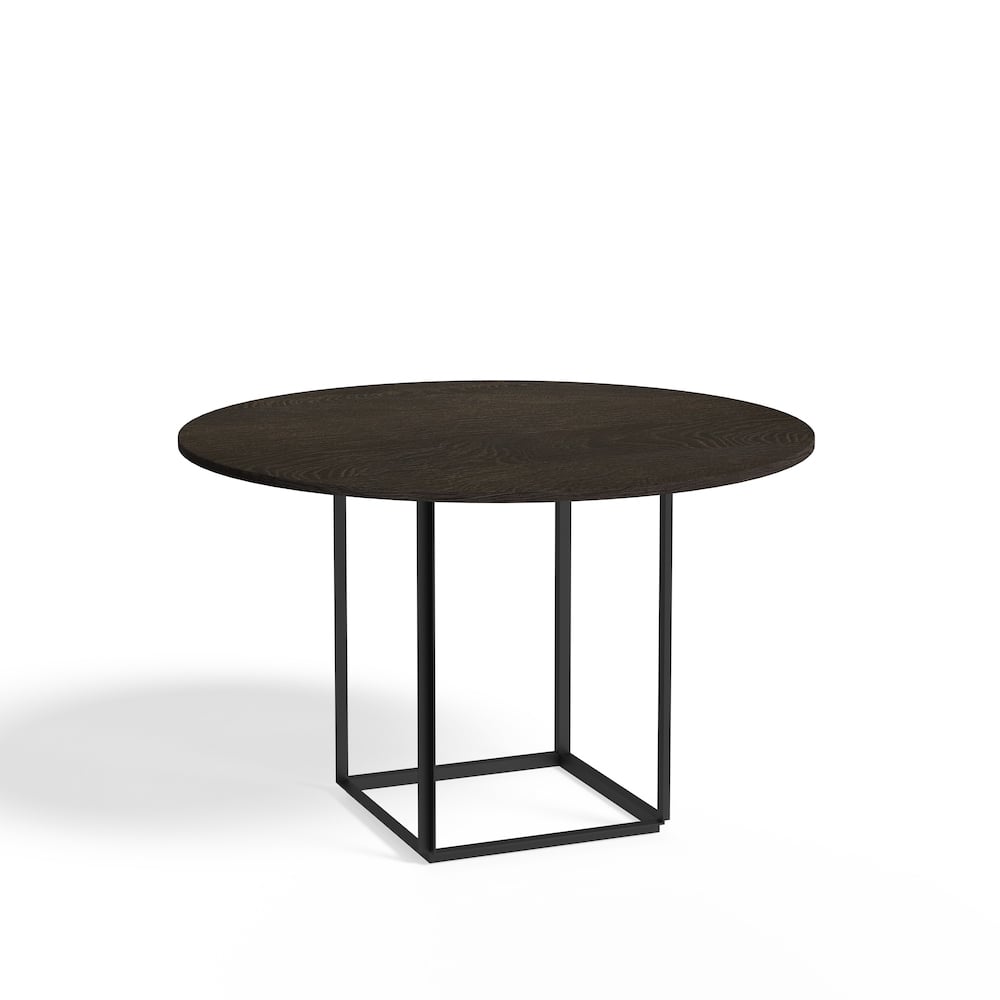 Bilde av New Works Florence spisebord rundt Smoked oak Ø 120 cm sort stativ
