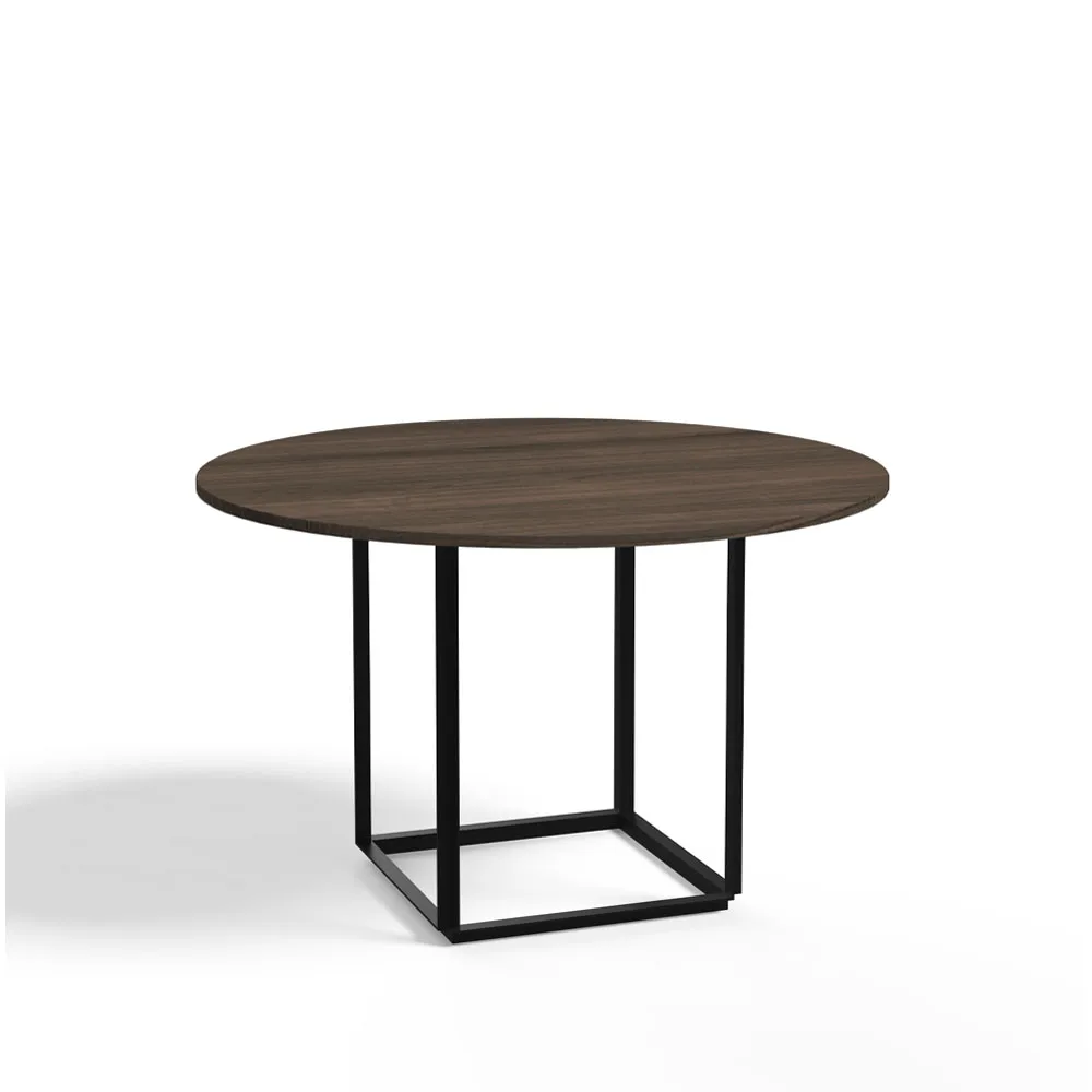 Florence spisebord rundt, Walnut, Ø 120 cm, sort stativ New Works