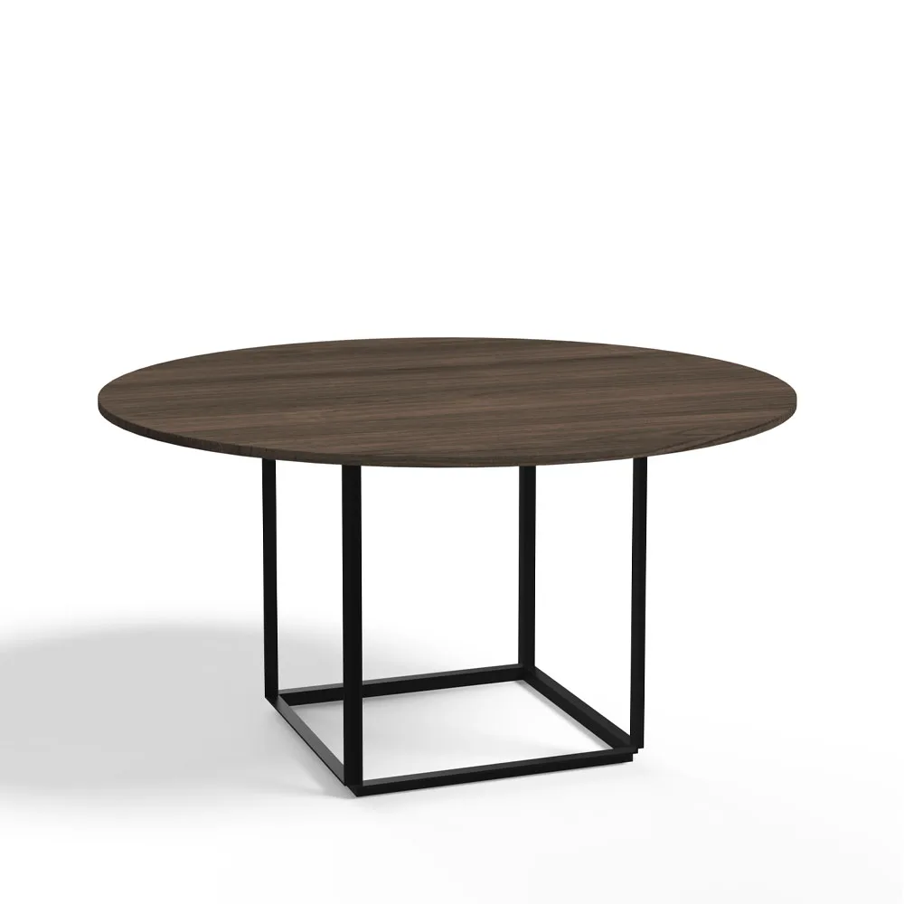 Florence spisebord rundt, Walnut, Ø 145 cm, sort stativ New Works