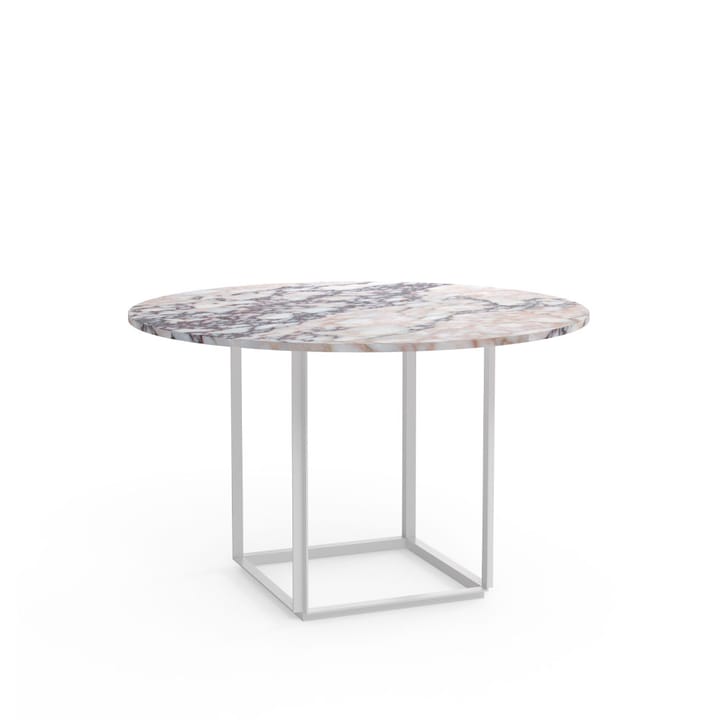 Florence spisebord rundt - White viola marble, Ø 120 cm, hvitt stativ - New Works