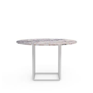 Florence spisebord rundt - White viola marble, Ø 120 cm, hvitt stativ - New Works