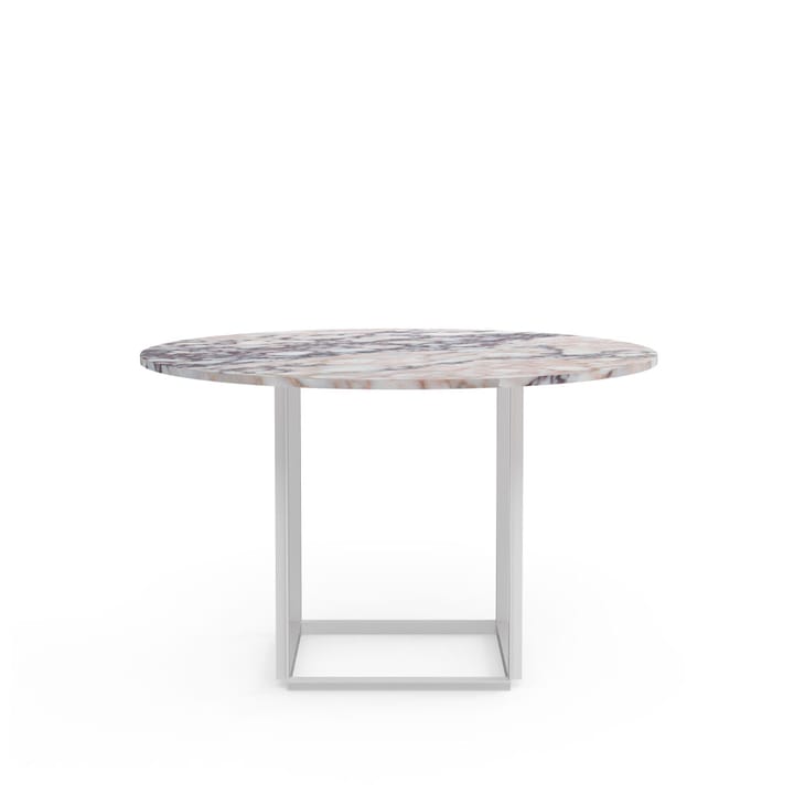 Florence spisebord rundt, White viola marble, Ø 120 cm, hvitt stativ New Works