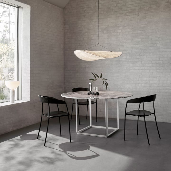 Florence spisebord rundt, White viola marble, Ø 120 cm, hvitt stativ New Works