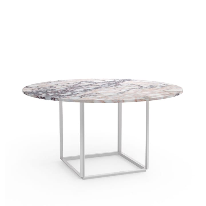 Florence spisebord rundt - White viola marble, Ø 145 cm, hvitt stativ - New Works