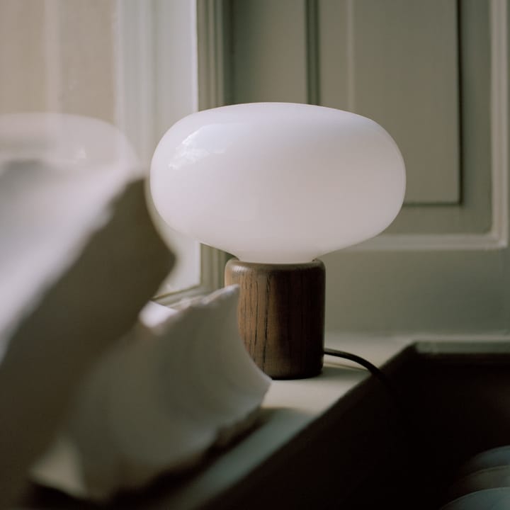 Karl-Johan bordlampe, Smoked oak-white opal glass New Works