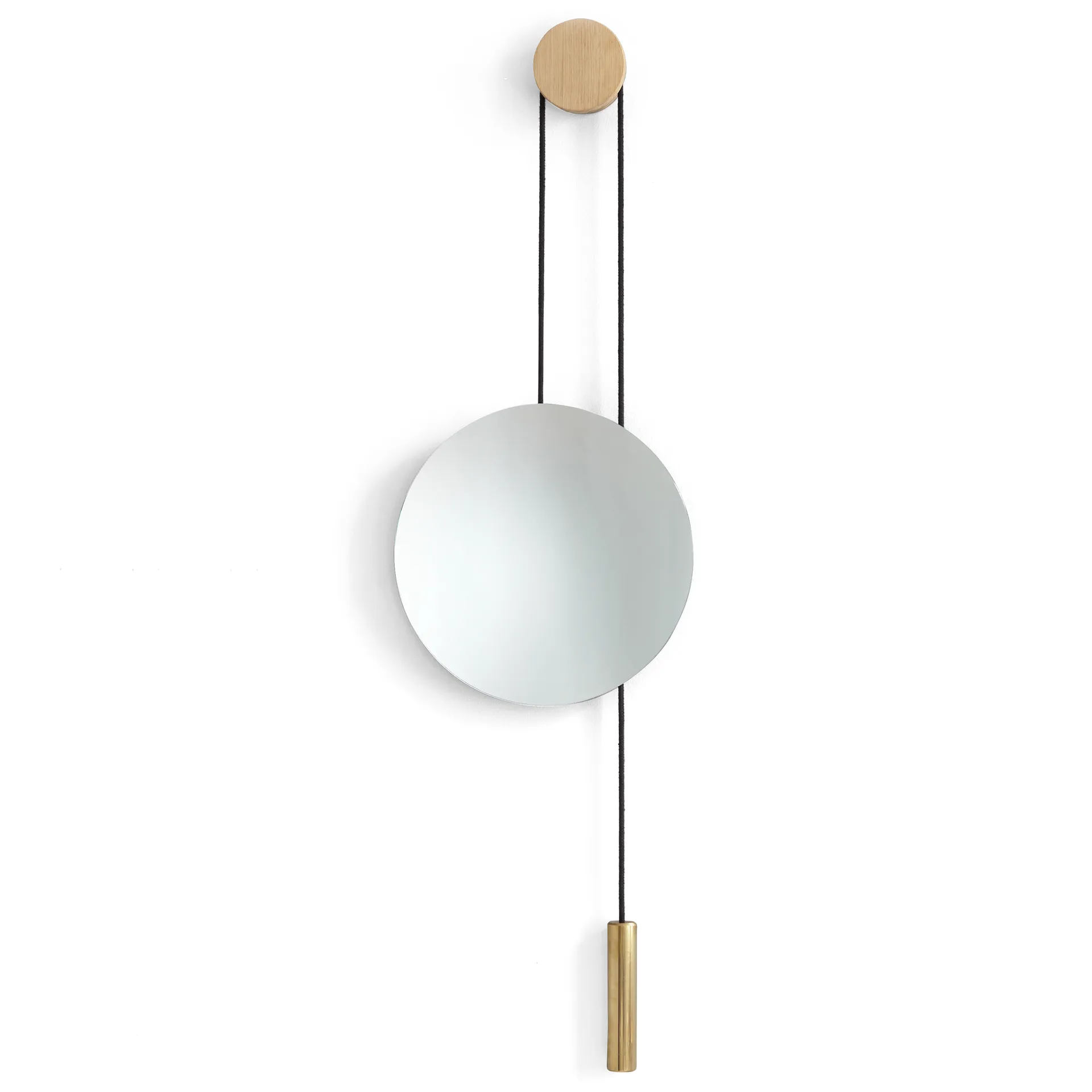 Rise and Shine speil, Natural oak-brass weight New Works