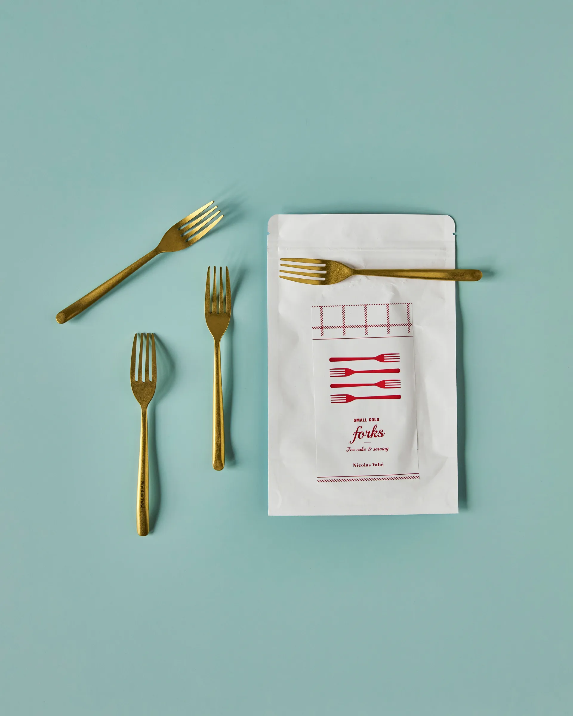 Nicolas Vahé kakegaffel 4-pakning, Antikk gulldekor Nicolas Vahé
