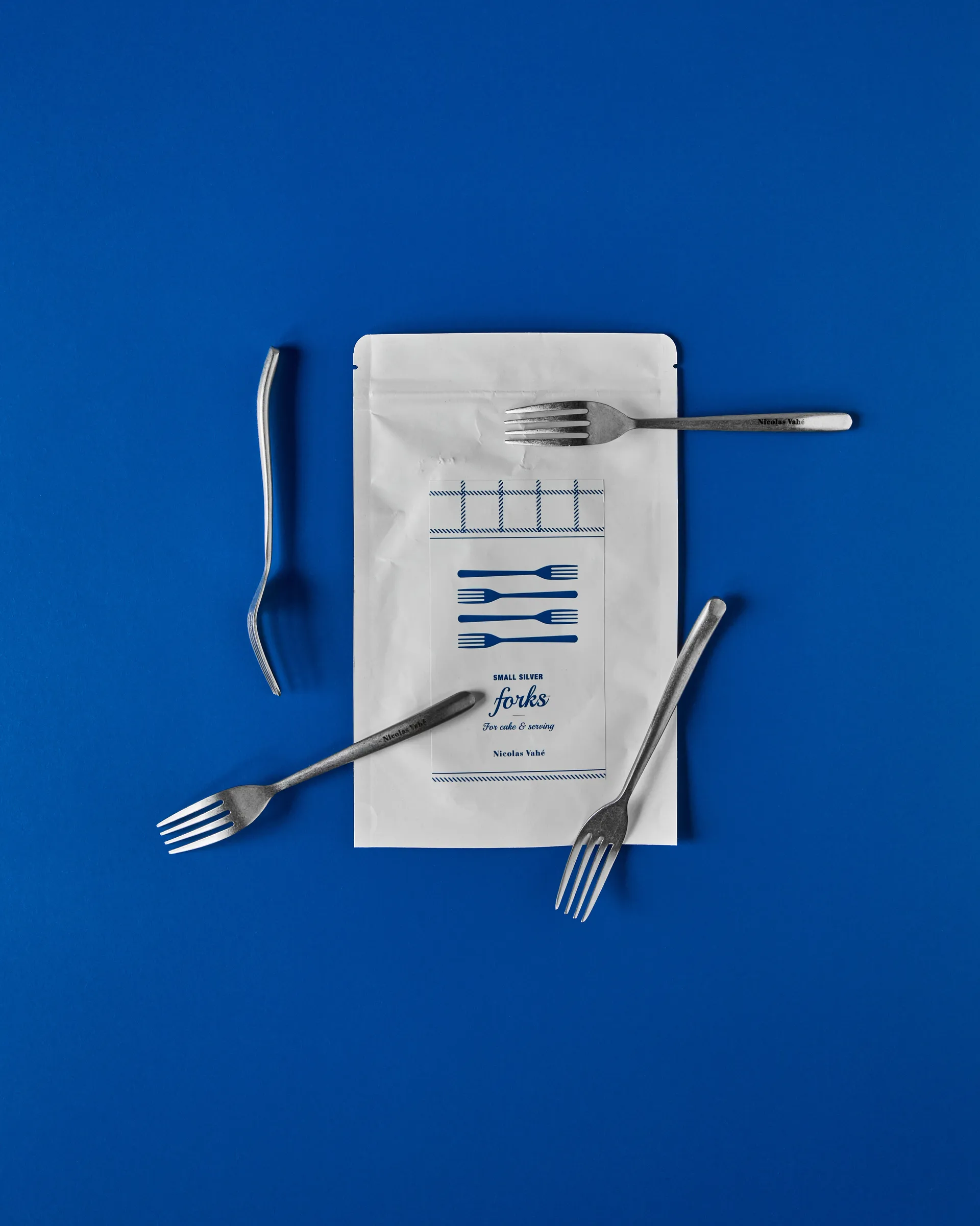 Nicolas Vahé kakegaffel 4-pakning, Antikk sølvfinish Nicolas Vahé