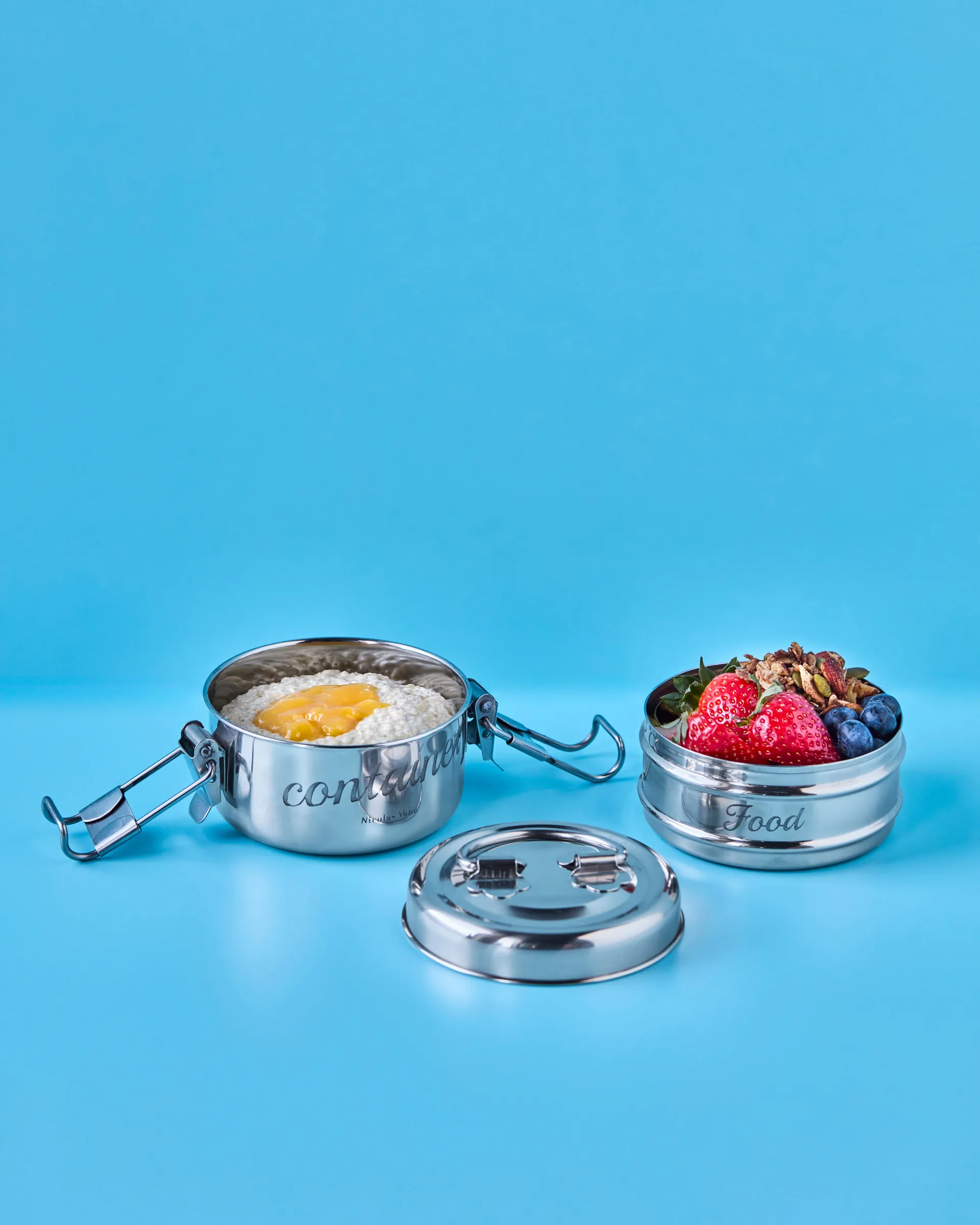 Nicolas Vahé matboks 2 deler, Sølvbelegg, Ø10 cm Nicolas Vahé