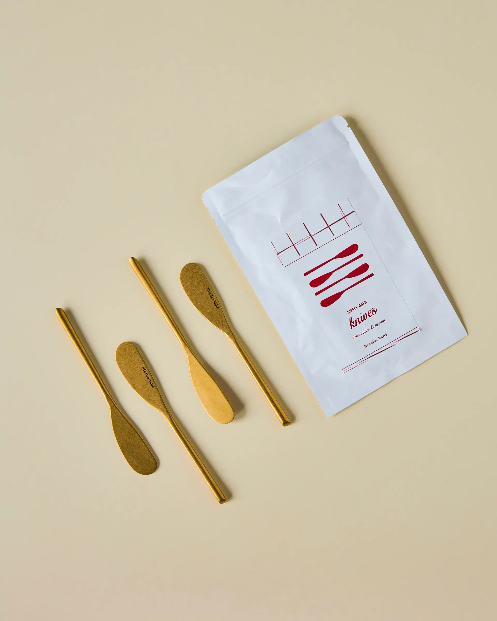 Nicolas Vahé smørkniv 4-pakning, Antikk gulldekor Nicolas Vahé