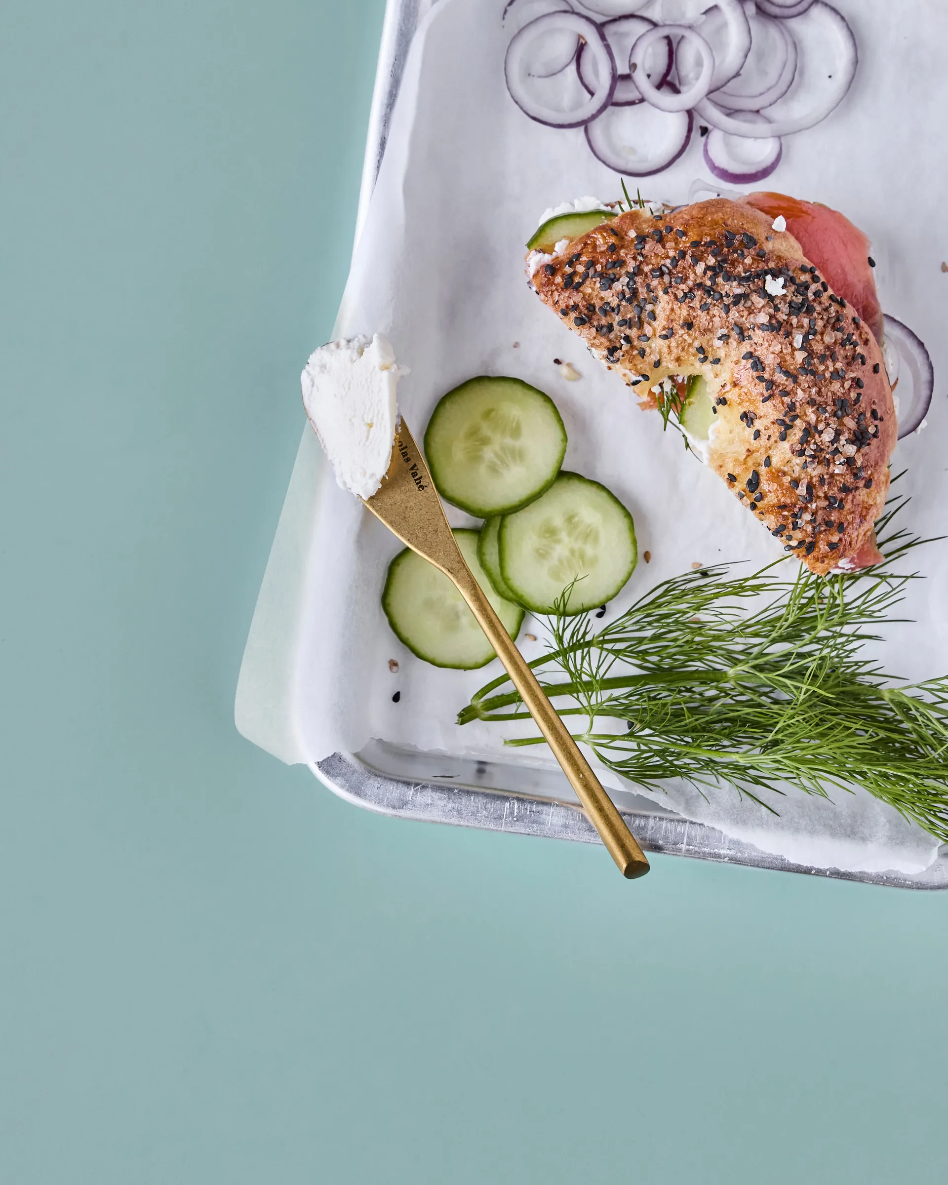 Nicolas Vahé smørkniv 4-pakning, Antikk gulldekor Nicolas Vahé