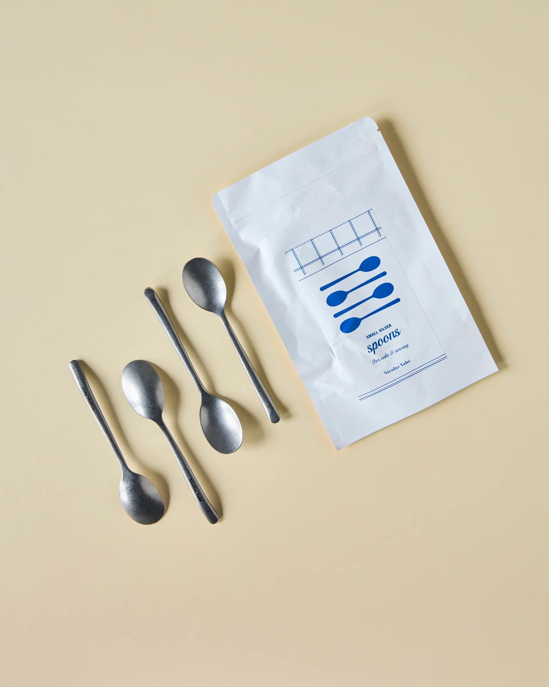 Nicolas Vahé teskje 4-pakning, Antikk sølvfinish Nicolas Vahé