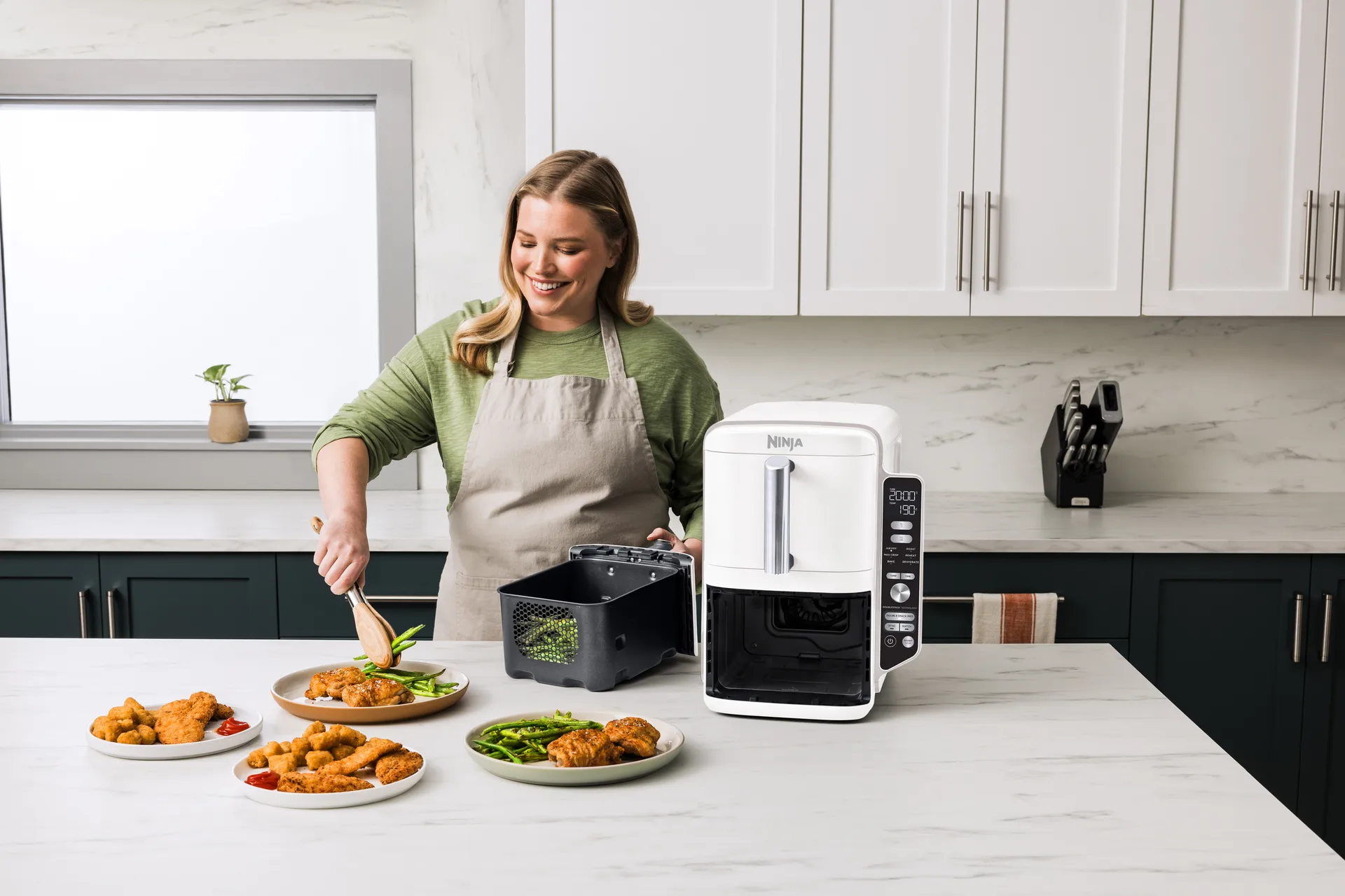 Ninja Air Fryer SL400EUWH dobbeltstakk XL 2 skuffer 9,5 L, Hvit Ninja