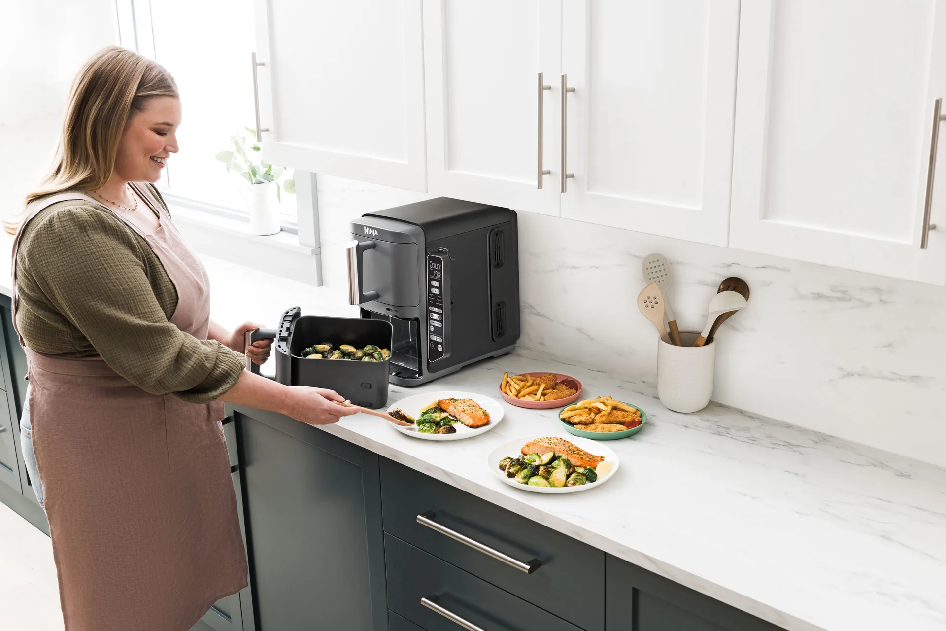 Ninja Air Fryer SL451EU stacked dual zone XL 9,5 L, Svart Ninja
