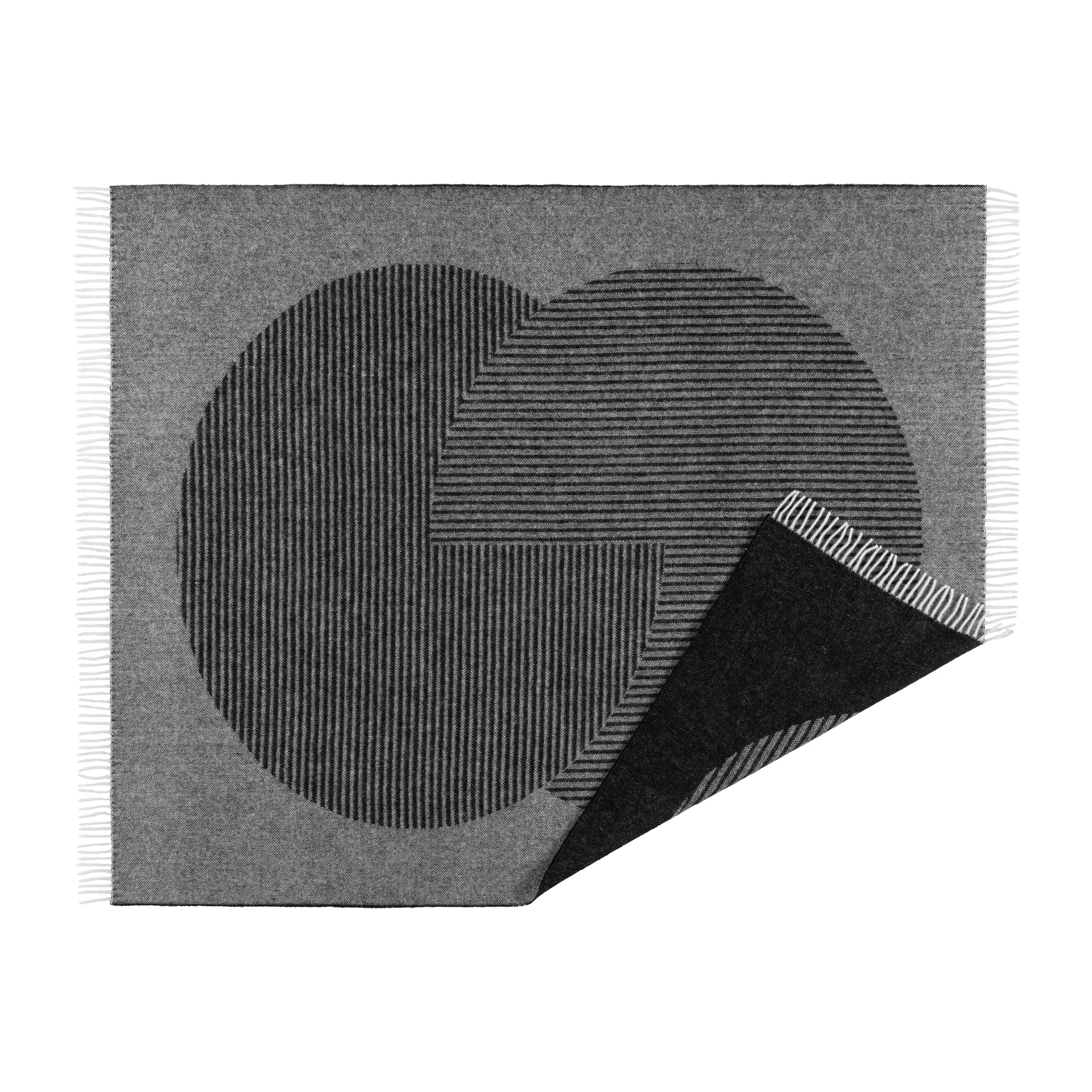 Circles ullpledd 130 x 185 cm, Svart NJRD