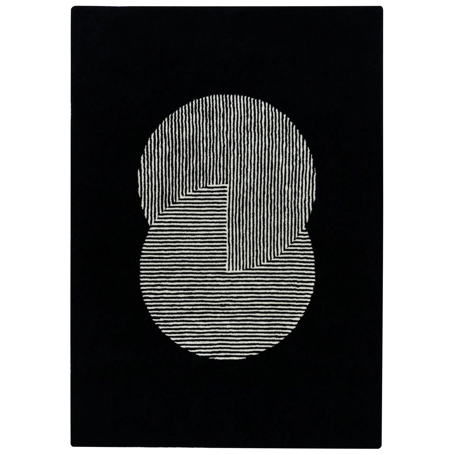Circles ullteppe svart, 200x300 cm NJRD