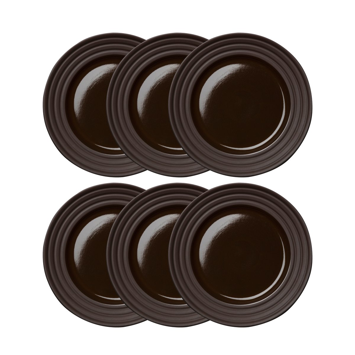 NJRD Lines tallerken 21 cm 6-stk. Brun | Skandinavisk Design | Asjetter | Brun