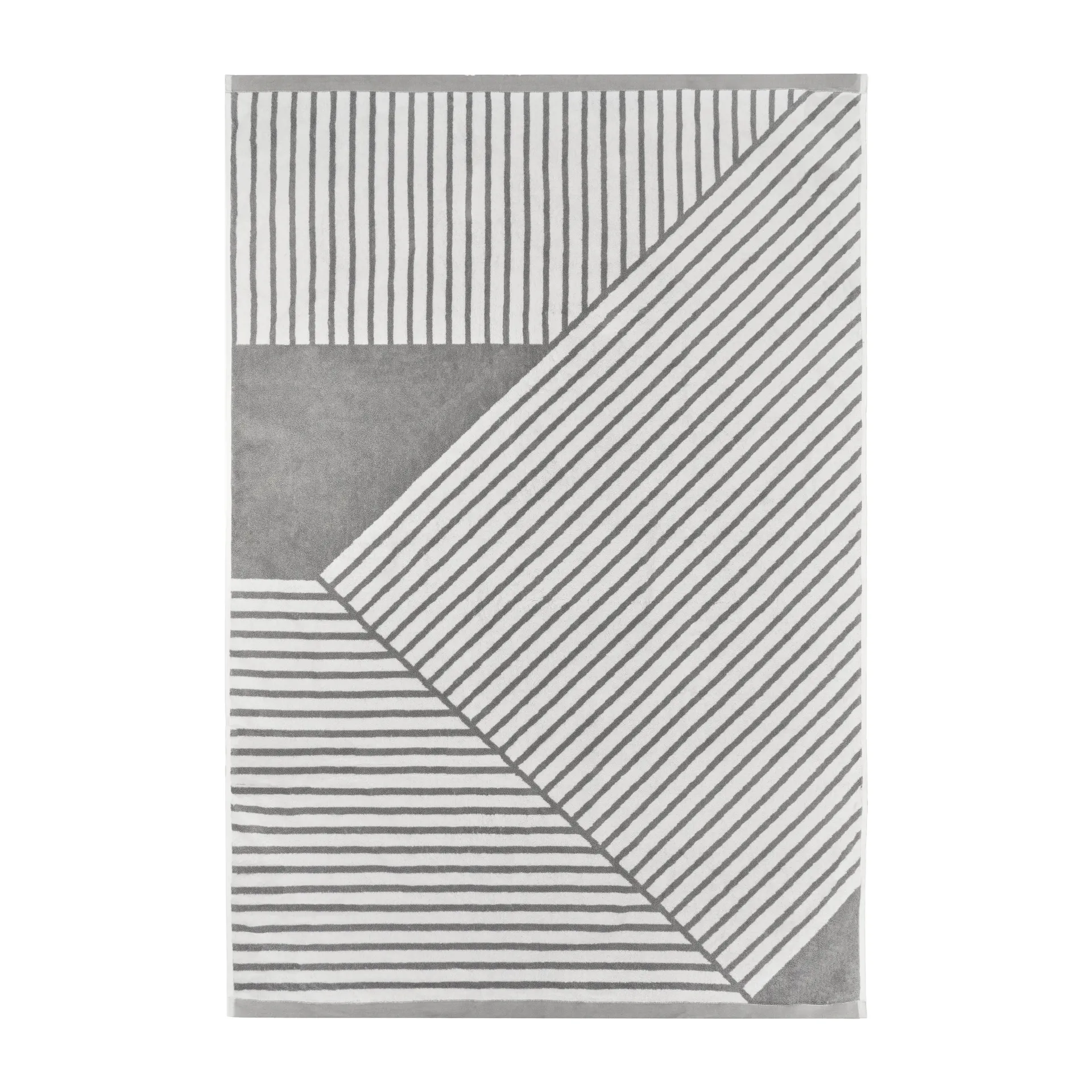 Stripes badehåndkle 100 x 150 cm, Grå NJRD