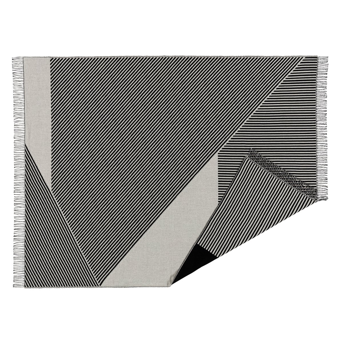 Bilde av NJRD Stripes bomullspledd Svart