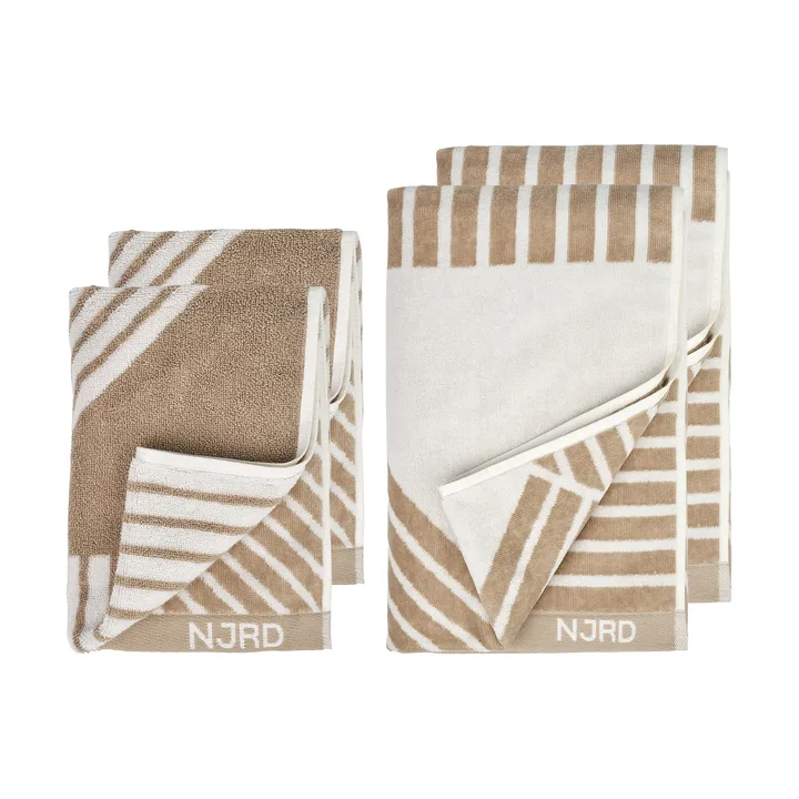 Stripes håndklesett 4 deler - Beige - NJRD