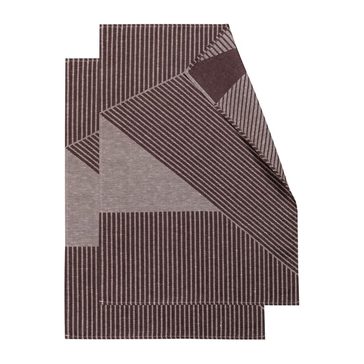 Stripes kjøkkenhåndkle 47 x 70 cm 2-pakning - Brun-hvit - NJRD