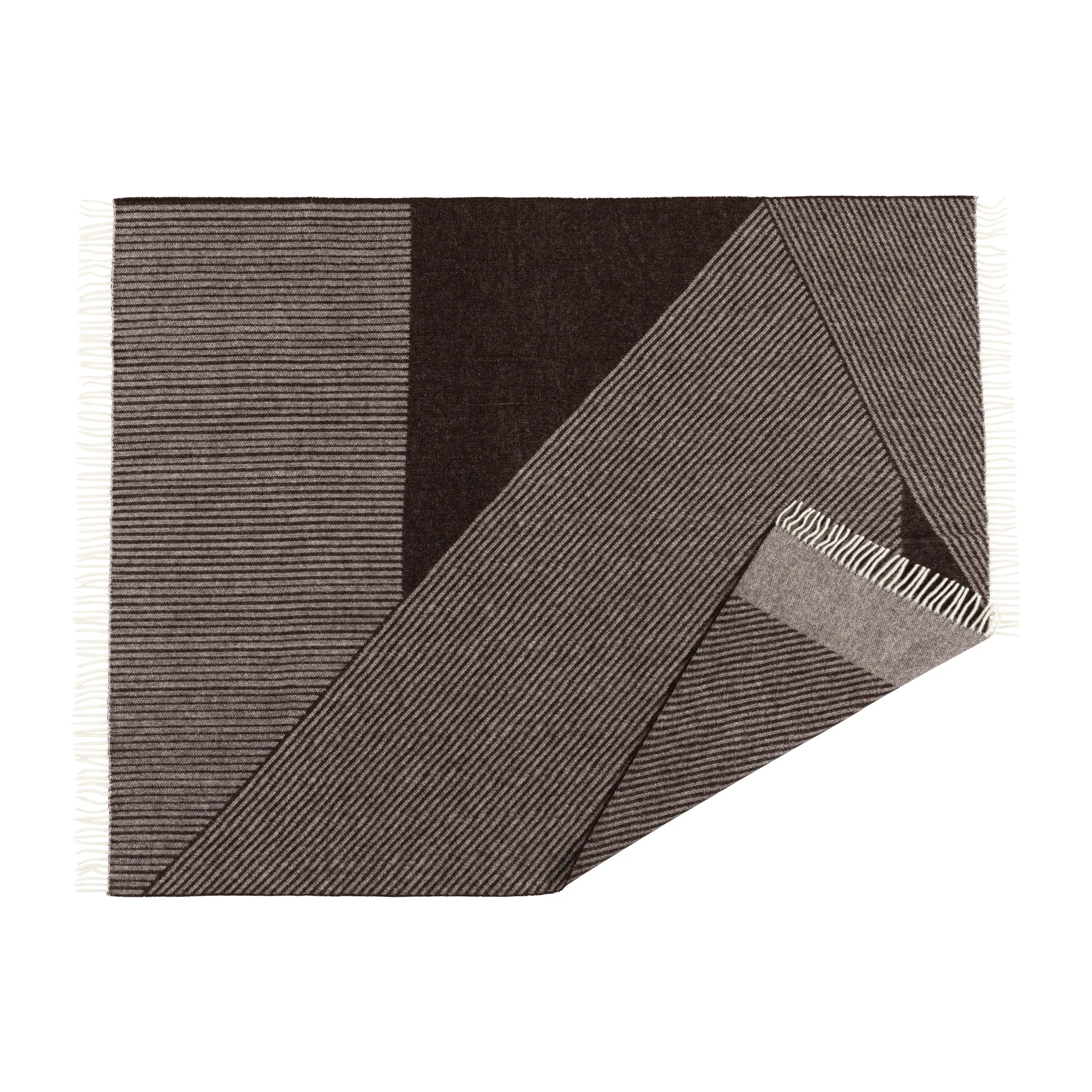 Stripes ullpledd 130 x 185 cm, Brun NJRD
