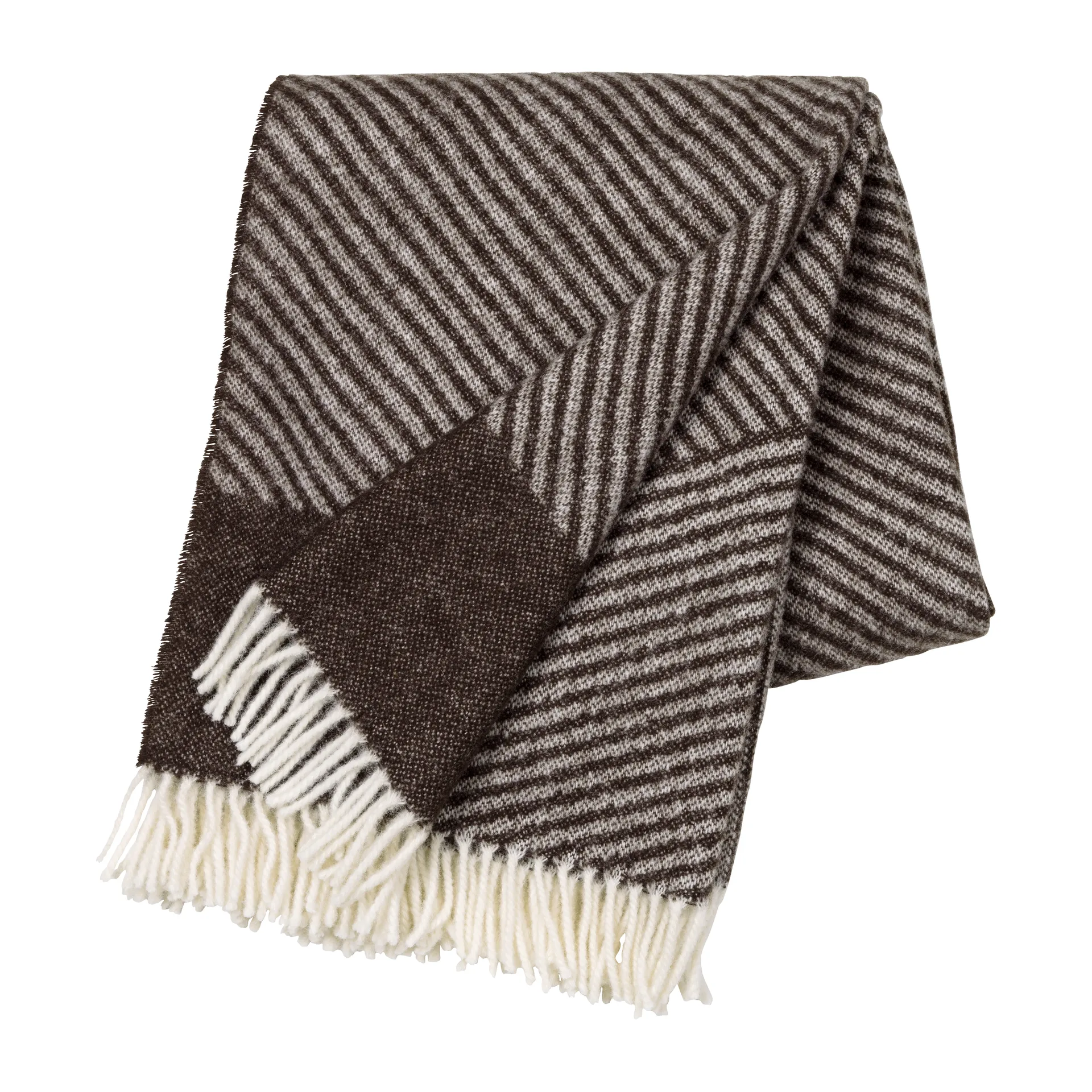 Stripes ullpledd 130 x 185 cm, Brun NJRD