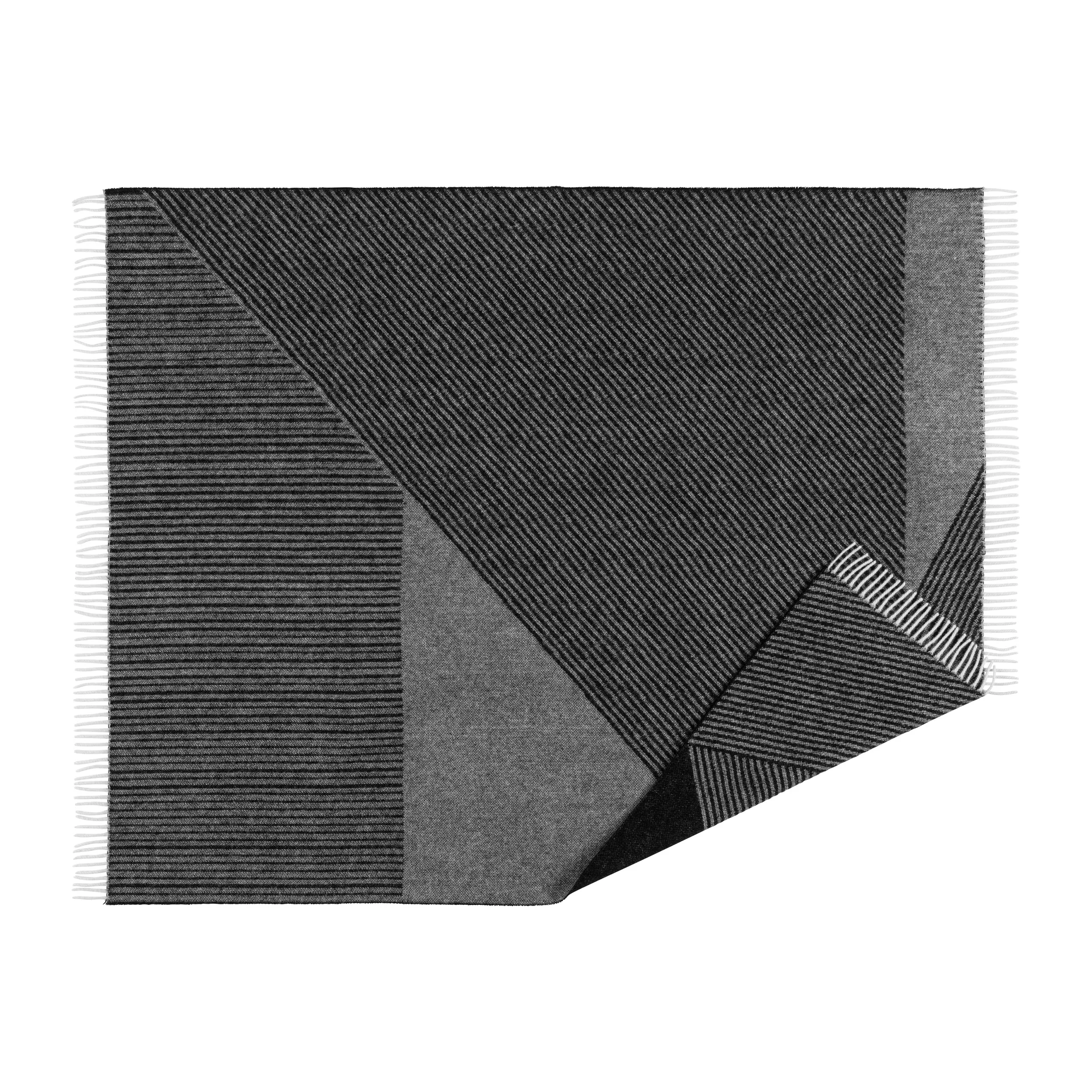 Stripes ullpledd 130 x 185 cm, Svart NJRD