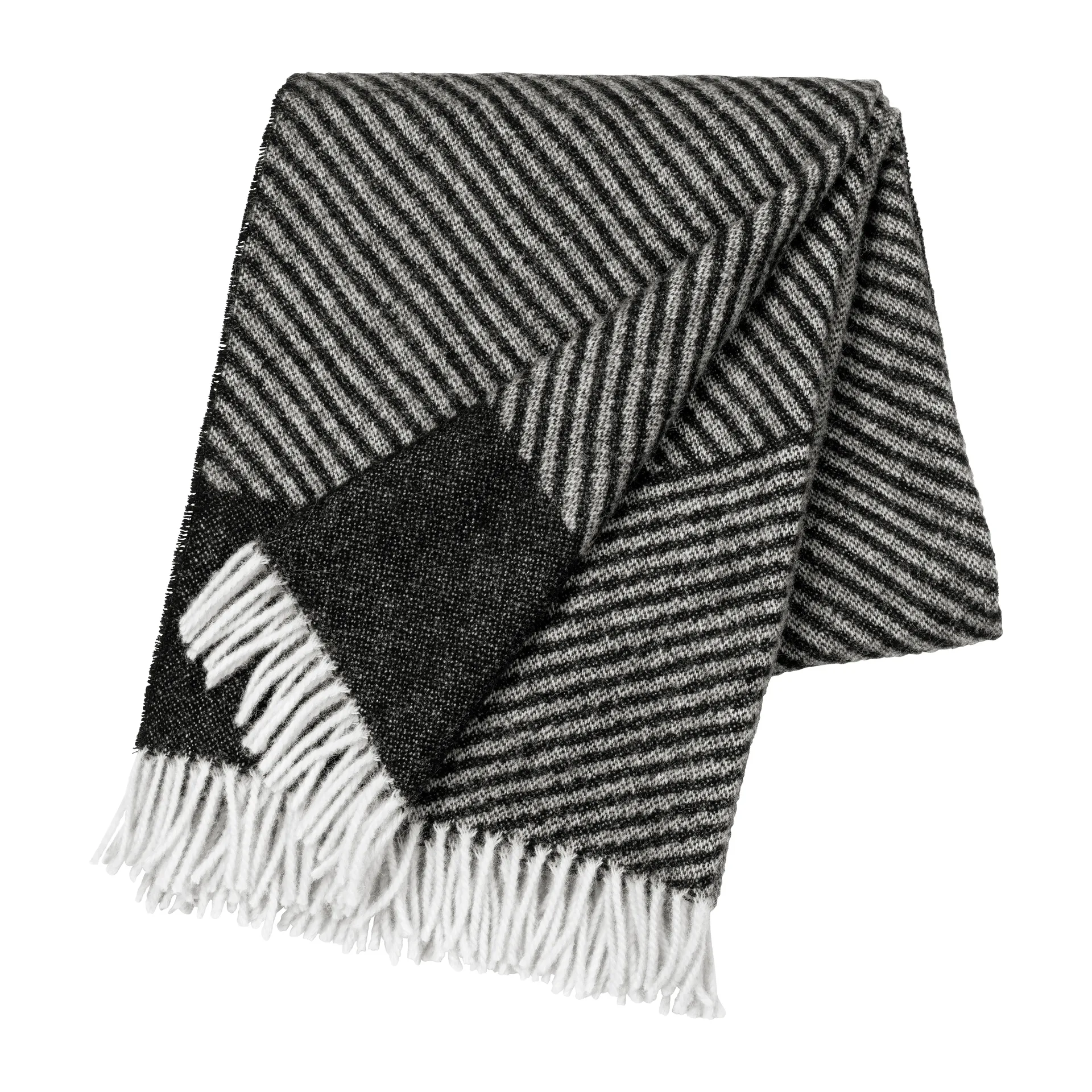 Stripes ullpledd 130 x 185 cm, Svart NJRD