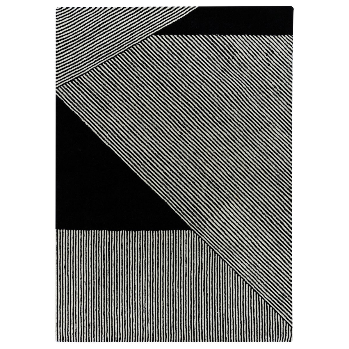 Bilde av NJRD Stripes ullteppe svart 200x300 cm