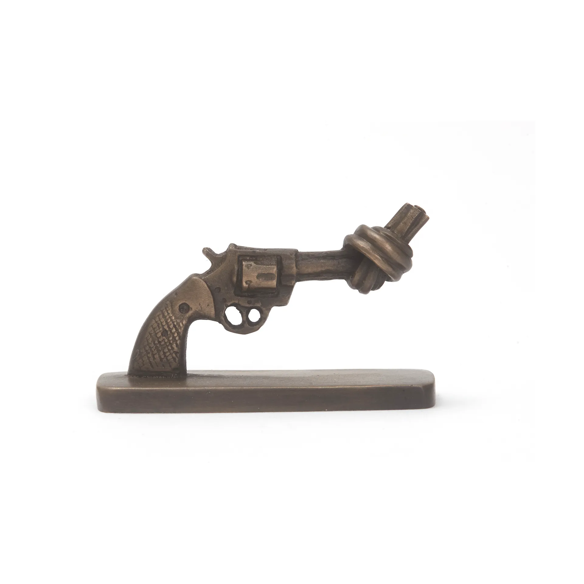 Knotted Gun mini 7 cm, Matt bronse Non Violence