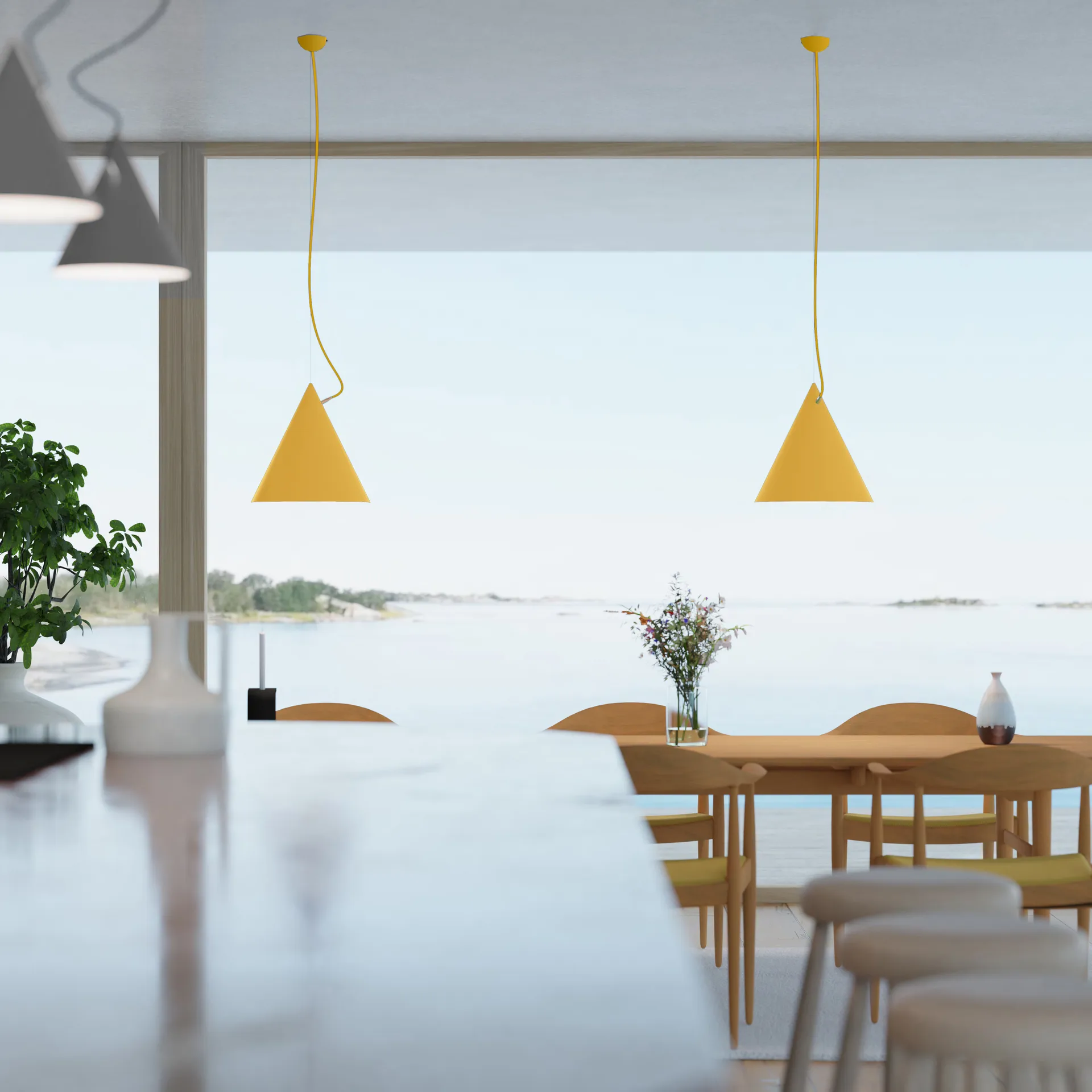 Castor pendel 40 cm, Gullgul-svovelgul-messing Noon