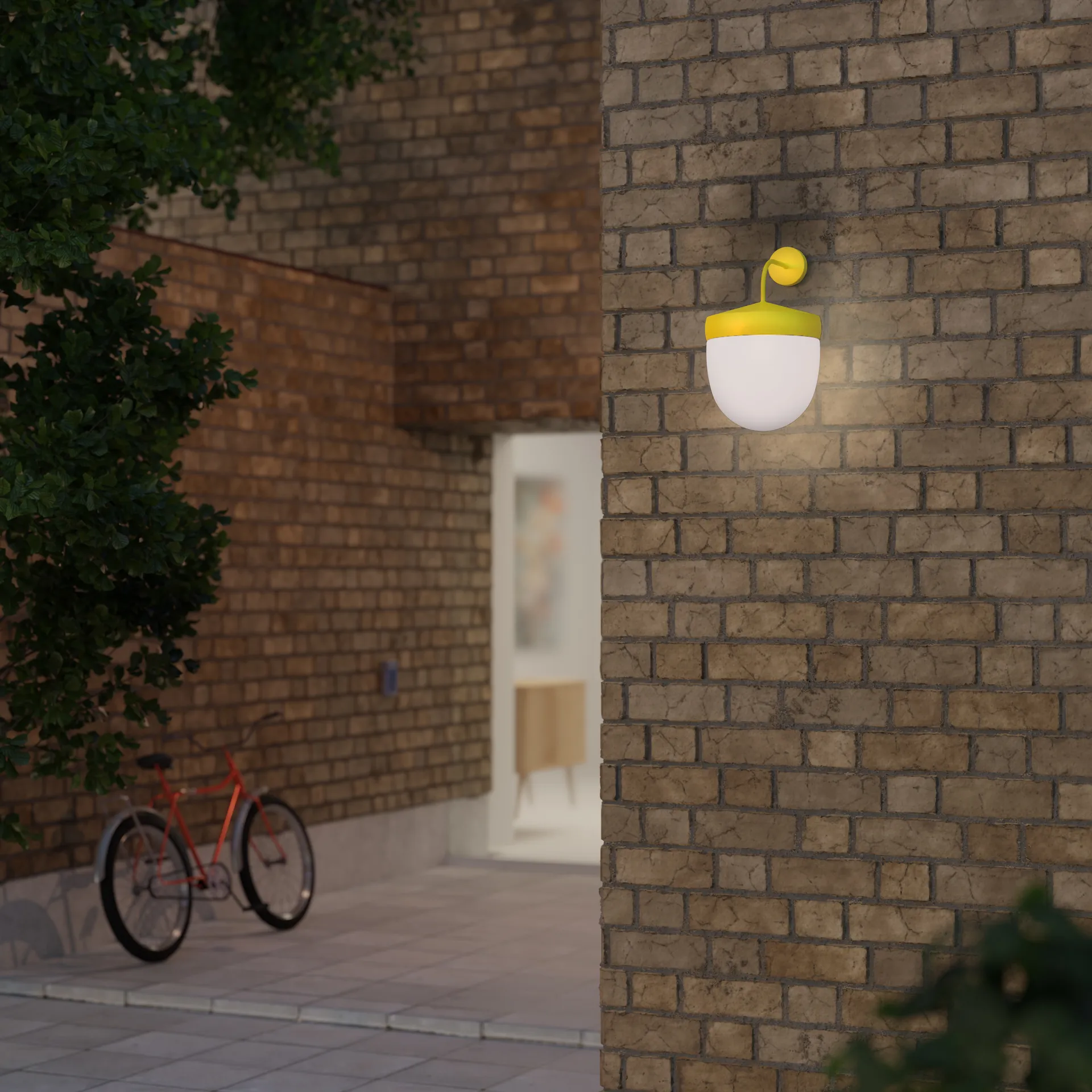 Pan vegglampe frostet 30 cm, Gul Noon