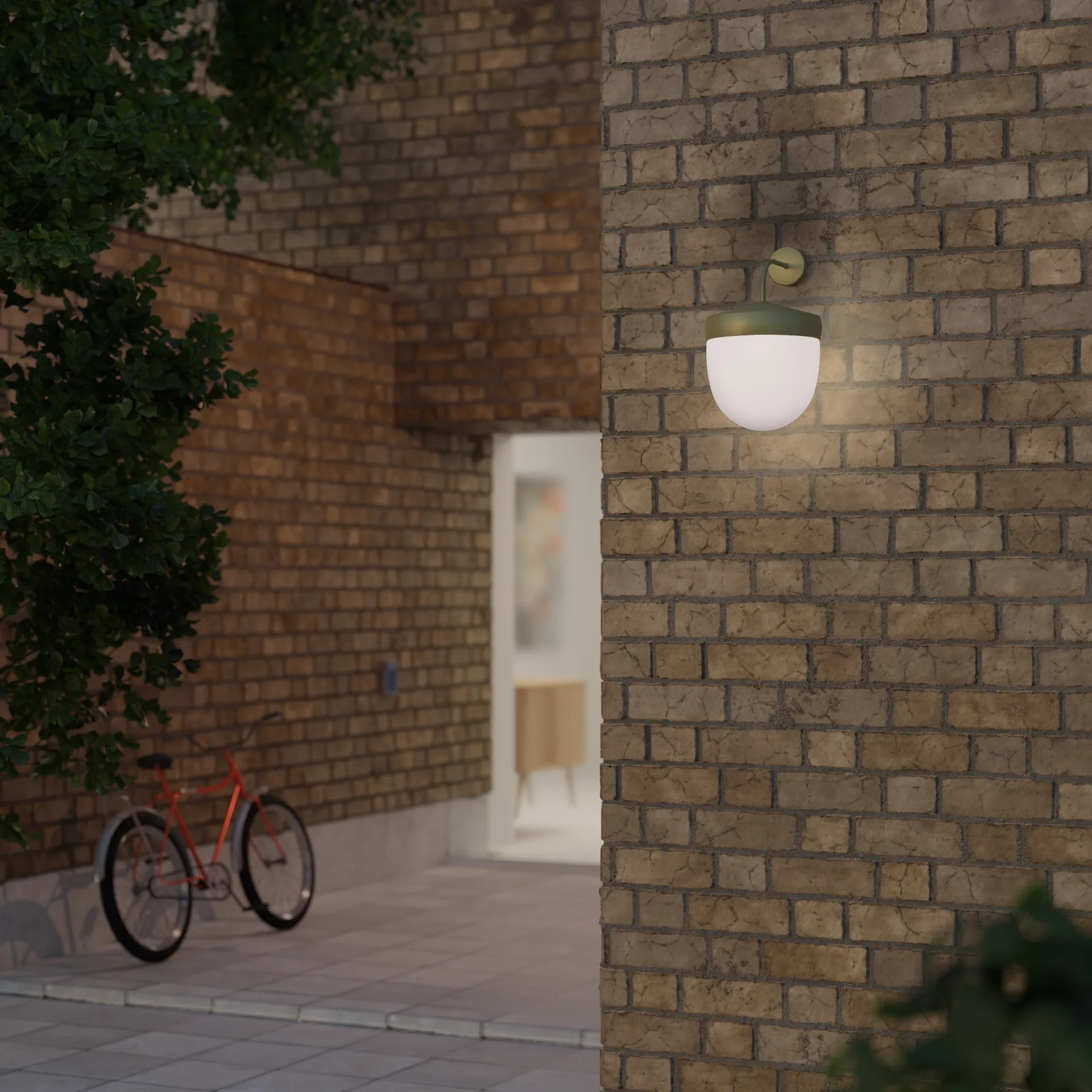 Pan vegglampe frostet 30 cm, Olivengrå Noon