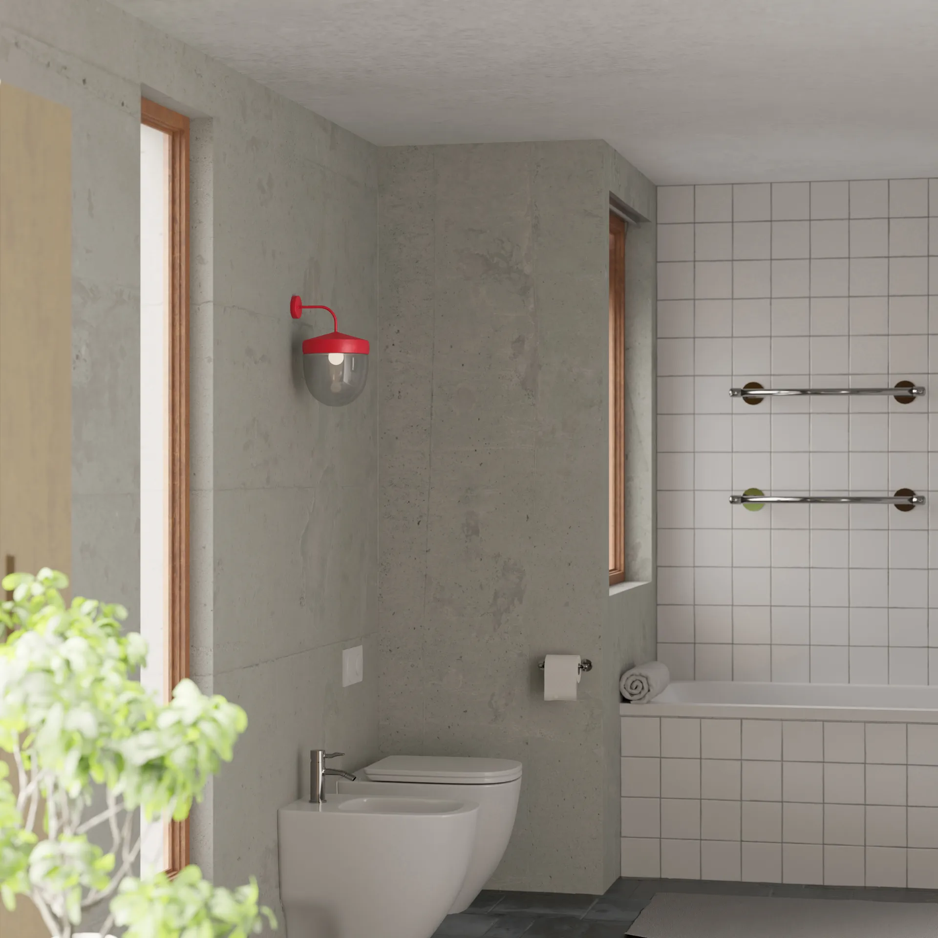 Pan vegglampe klar 30 cm, Rød Noon