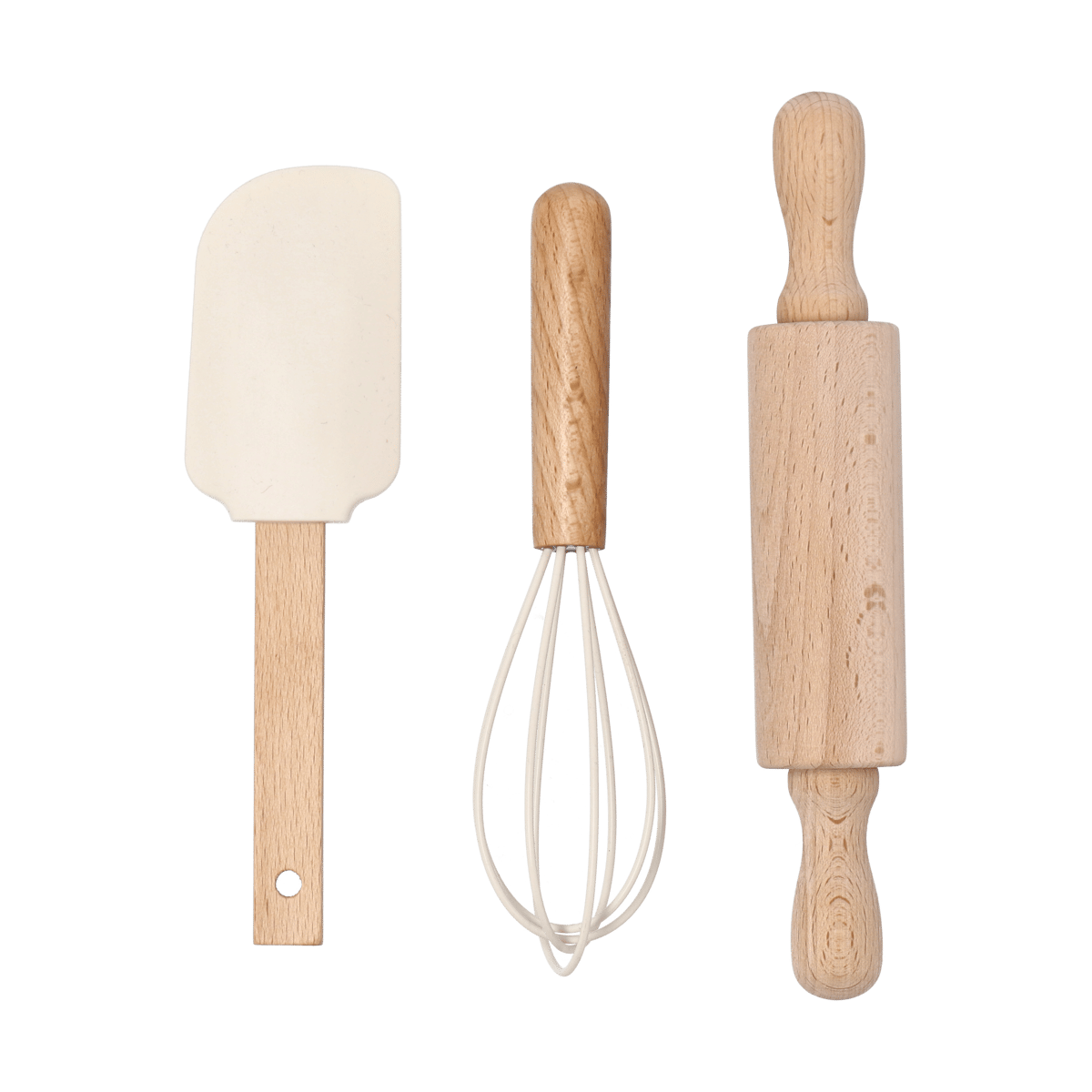 Nordwik bakeutstyr i silikon for barn 3 deler Krem | Skandinavisk Design | Slikkepotter & Deigskrapere | Beige