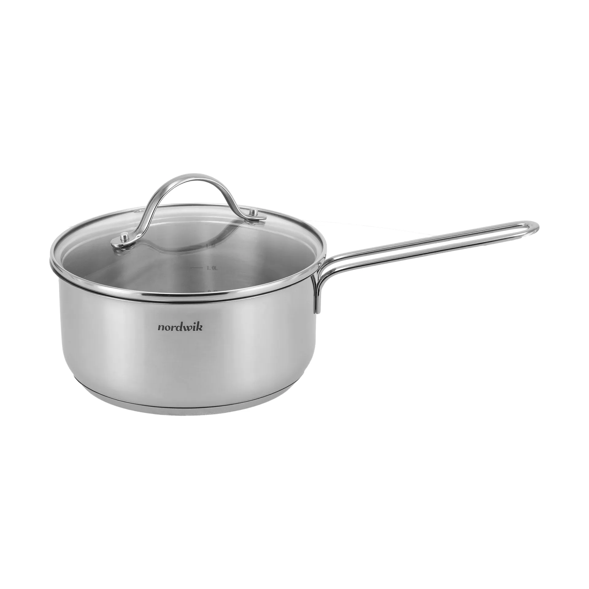 Nordwik kasserolle med glasslokk 1,9 liter, Rustfritt stål Nordwik