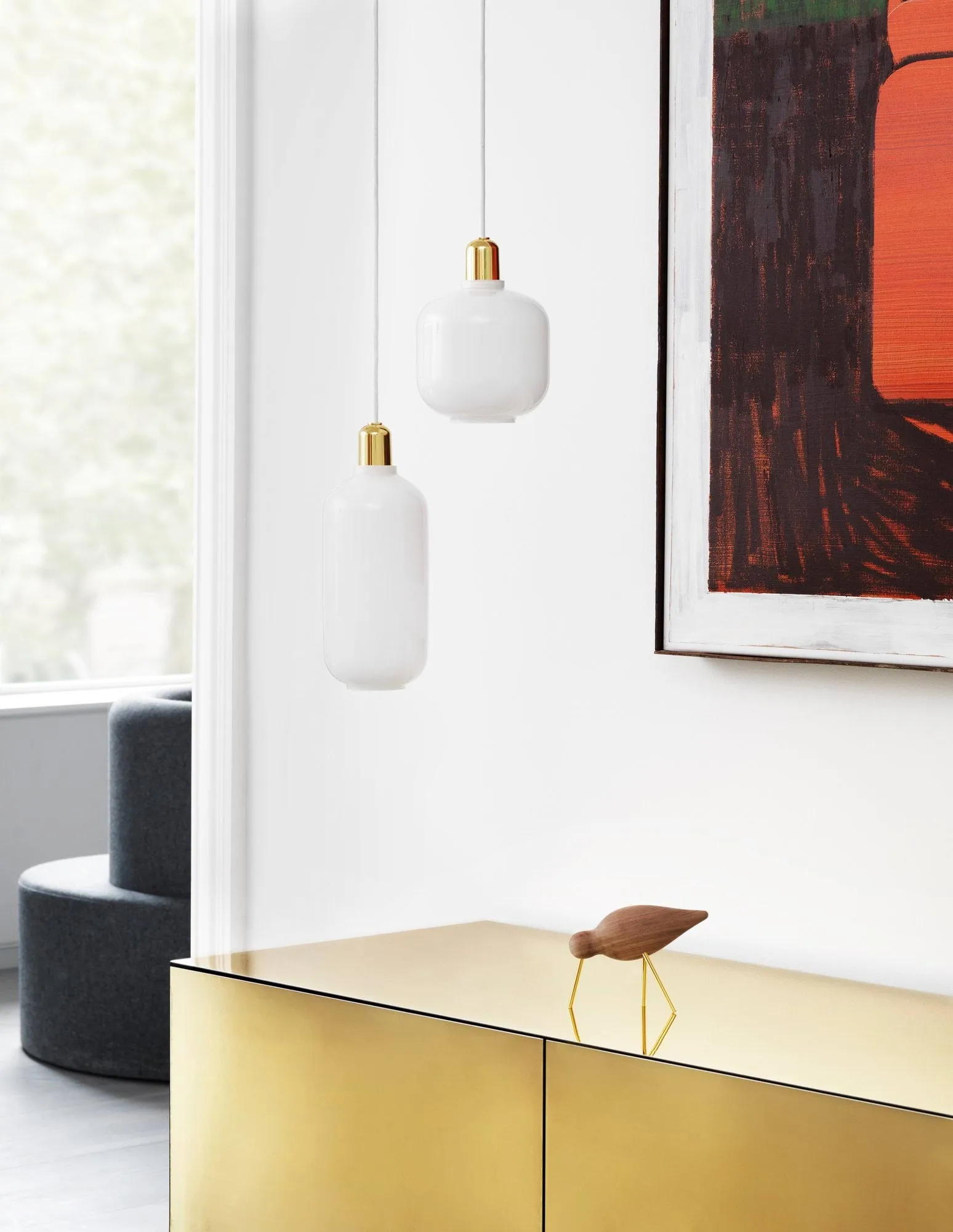 Amp lampe liten, Hvit-messing Normann Copenhagen