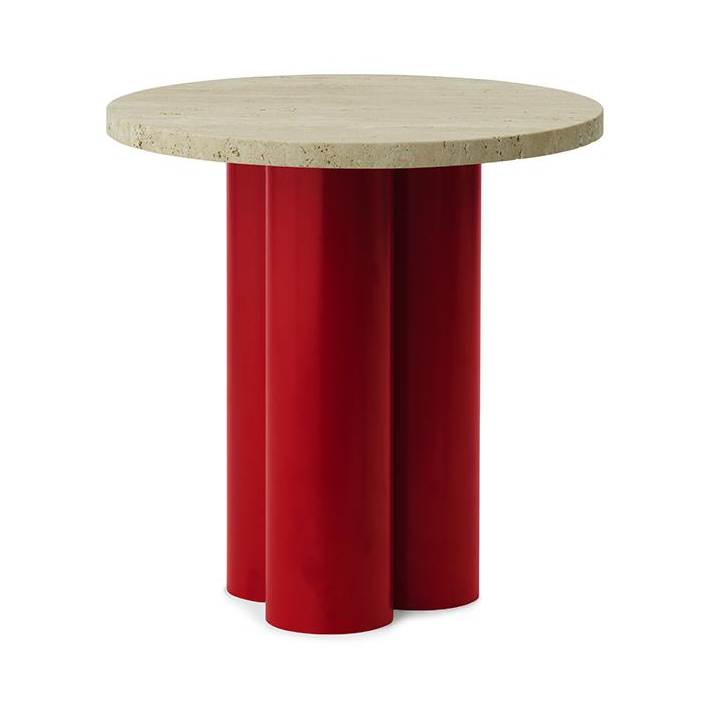 Bilde av Normann Copenhagen Dit sidebord Ø40 cm Travertine Light-bright red