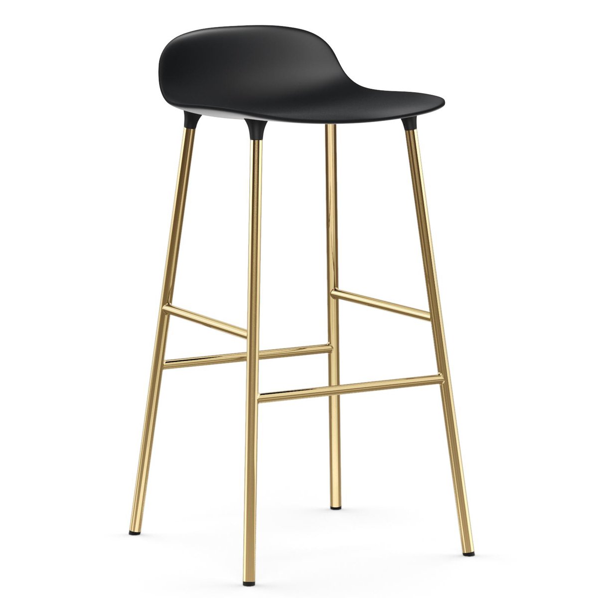 Normann Copenhagen Form barstol messingsbein 75 cm Svart