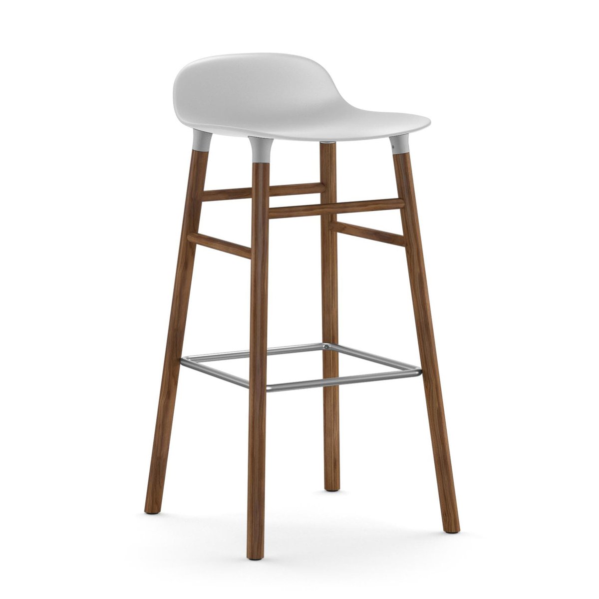 Normann Copenhagen Form barstol valnttbein 75 cm hvit